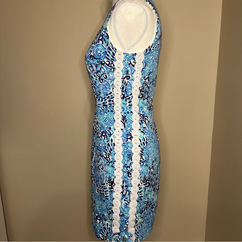 Lilly Pulitzer Mila Stretch Shift Dress Light Aqua Spritz Size 2 - Picture 4 of 7